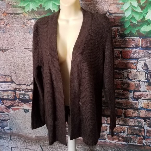 Chocolate Brown Knit Open Front Cardigan - Picture 1 of 5